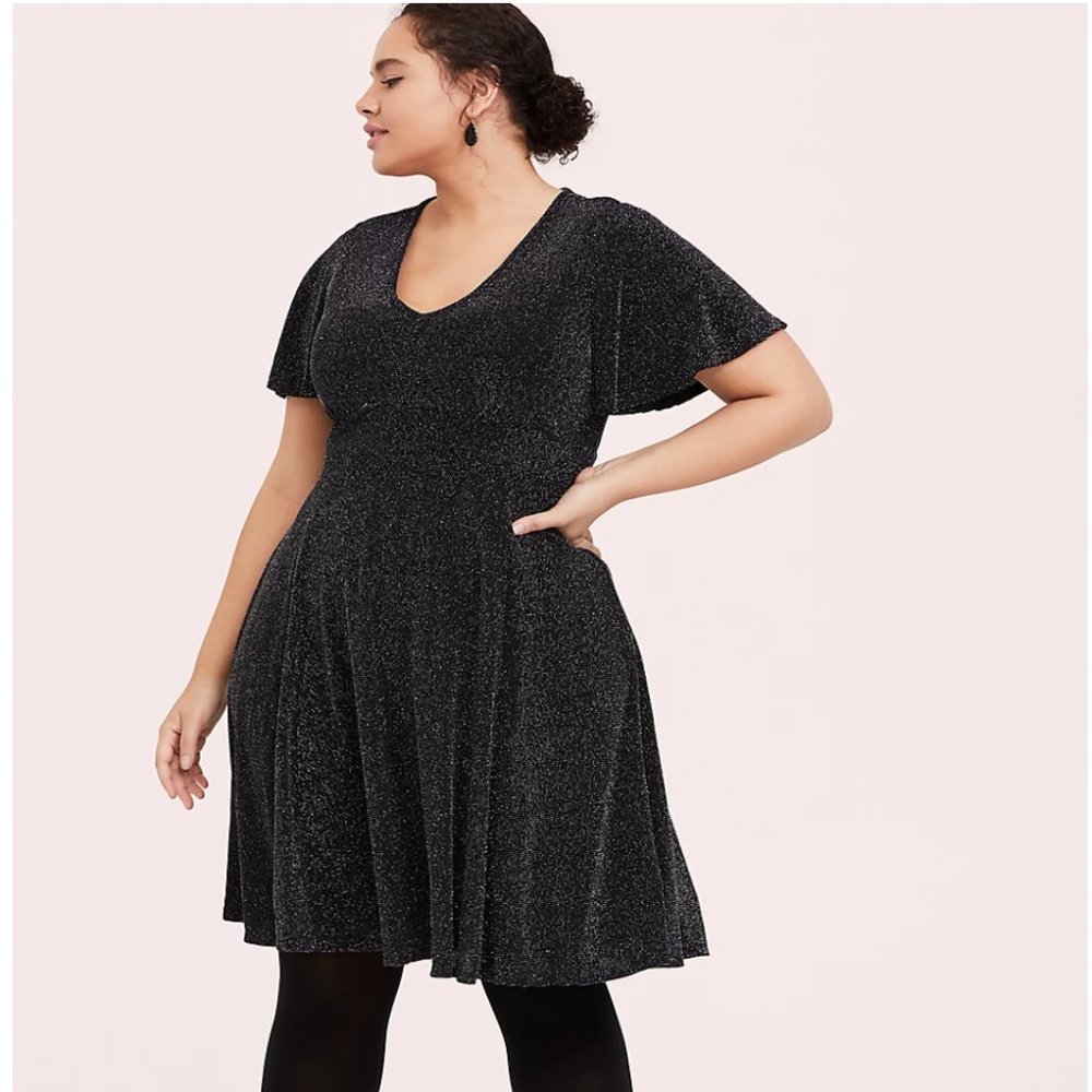 Torrid Black & Silver Glitter Skate Dress